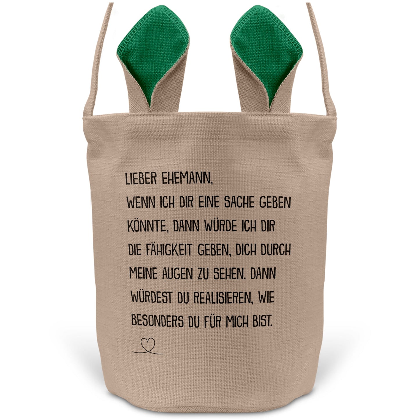 22Feels® Ehemann Osterkorb mit Henkel Ostergeschenk Tragetasche Ostern Deko Osternest Körbchen Hasenohren (Beige/Grün)-Ostern Tragetasche-22Feels
