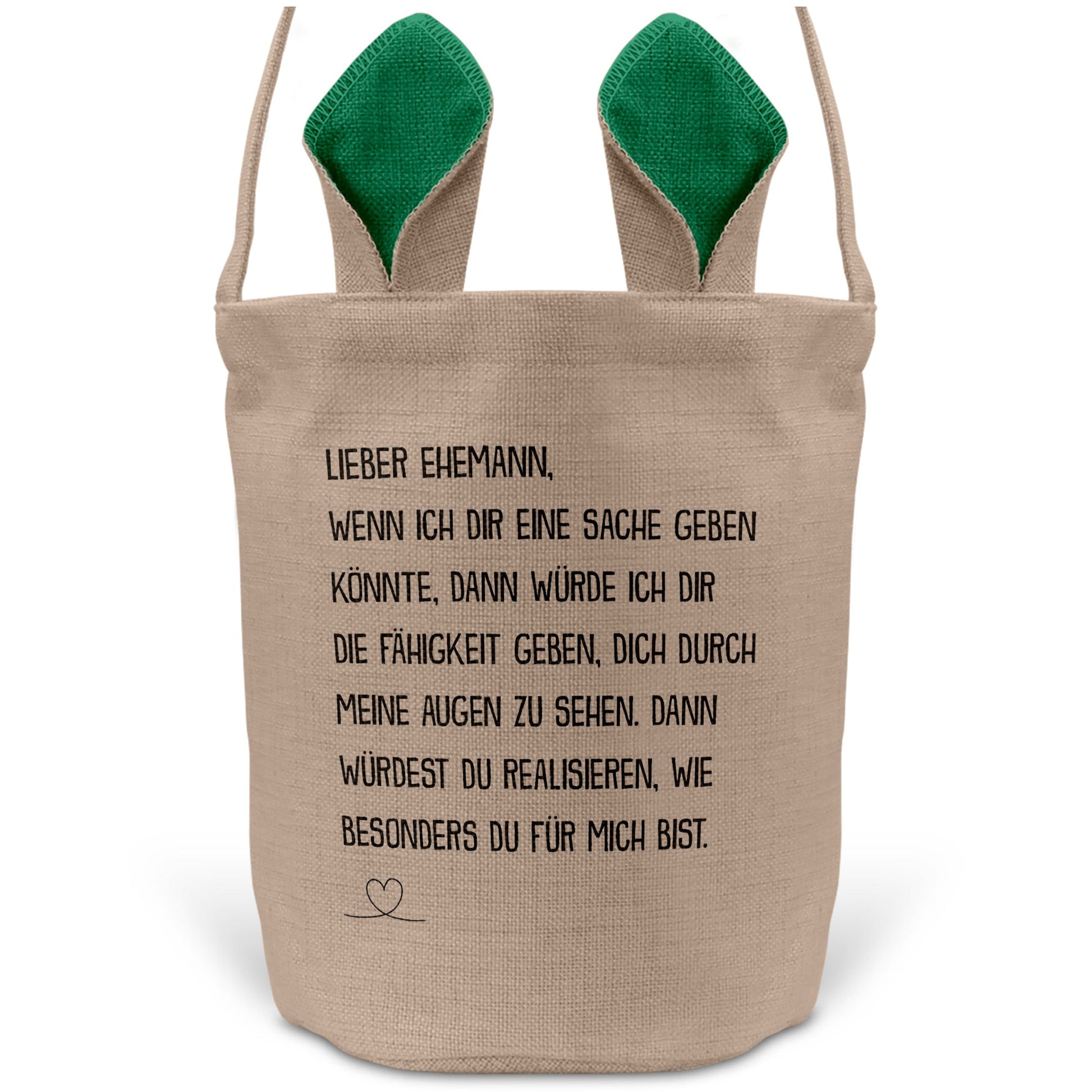 22Feels® Ehemann Osterkorb mit Henkel Ostergeschenk Tragetasche Ostern Deko Osternest Körbchen Hasenohren (Beige/Grün)-Ostern Tragetasche-22Feels