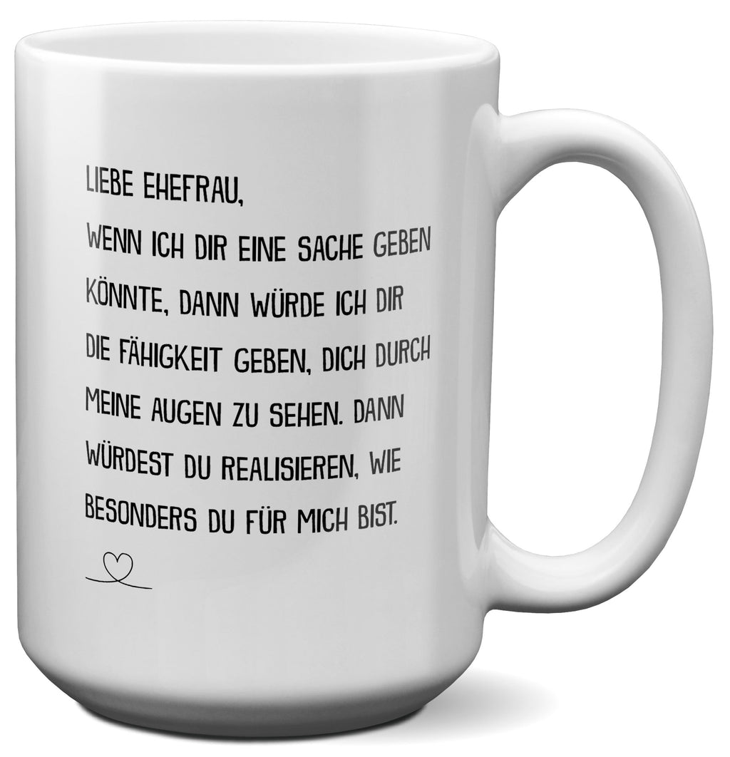 22Feels® Ehefrau Geschenk zum Hochzeitstag, Valentinstag etc. - XL Tasse mit Spruch (Weiss, 440ml)-Weisse XL Tasse 440ml-22Feels