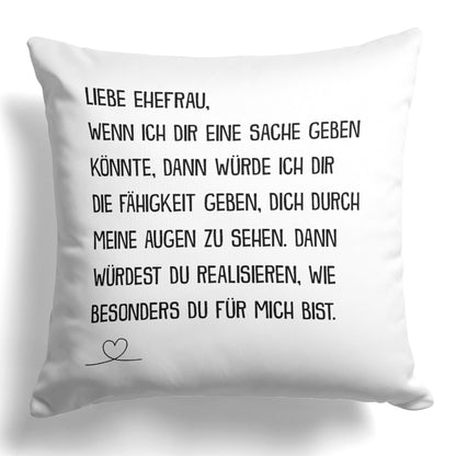 22Feels® Ehefrau Geschenk zum Hochzeitstag, Valentinstag etc. - Kissen mit Spruch (Weiss 40x40cm)-Kissen Weiss 40x40-22Feels