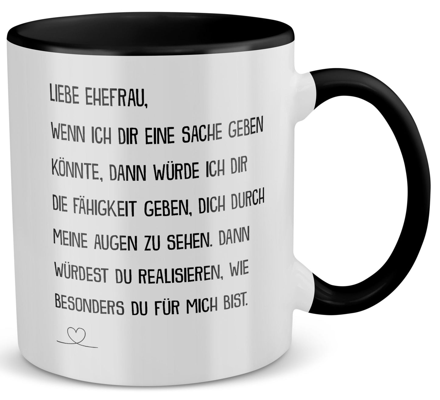 22Feels® Ehefrau Geschenk zum Hochzeitstag, Valentinstag etc. - Tasse mit Spruch (Weiss-Schwarz, 320ml)-TwoTone Tasse Weiss-Schwarz 320ml-22Feels