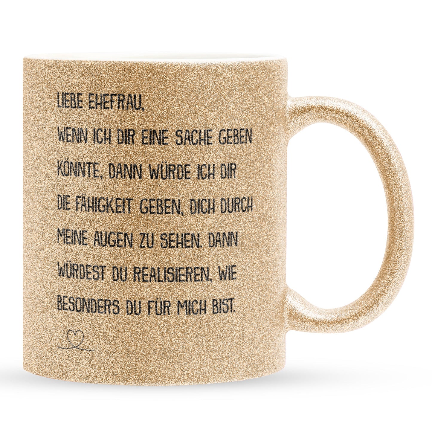22Feels® Ehefrau Geschenk zum Hochzeitstag, Valentinstag etc. - Glitzertasse mit Spruch (Gold, 320ml)-Glitzertasse Gold 320ml-22Feels