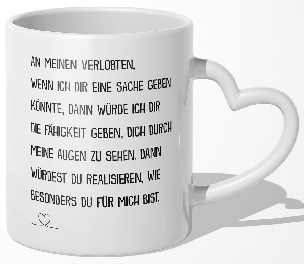 22Feels® Verlobter Geschenk - Tasse mit Spruch (Herzhenkel, Weiss, 320ml)-Tasse Weiss Herzhenkel 320ml-22Feels