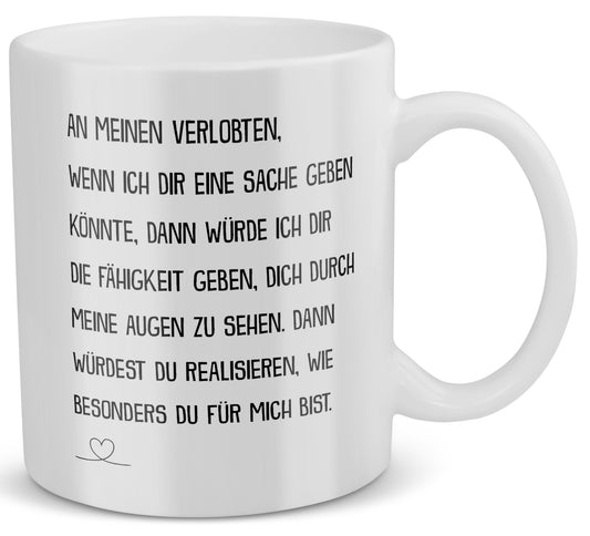 22Feels® Verlobter Geschenk - Tasse mit Spruch: Wenn Ich Dir Eine Sache Geben Könnte (Weiss, 320ml)-Weisse Tasse 320ml-22Feels