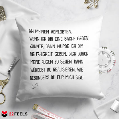 22Feels® Verlobter Geschenk - Kissen mit Spruch (Weiss 40x40cm)-Kissen Weiss 40x40-22Feels