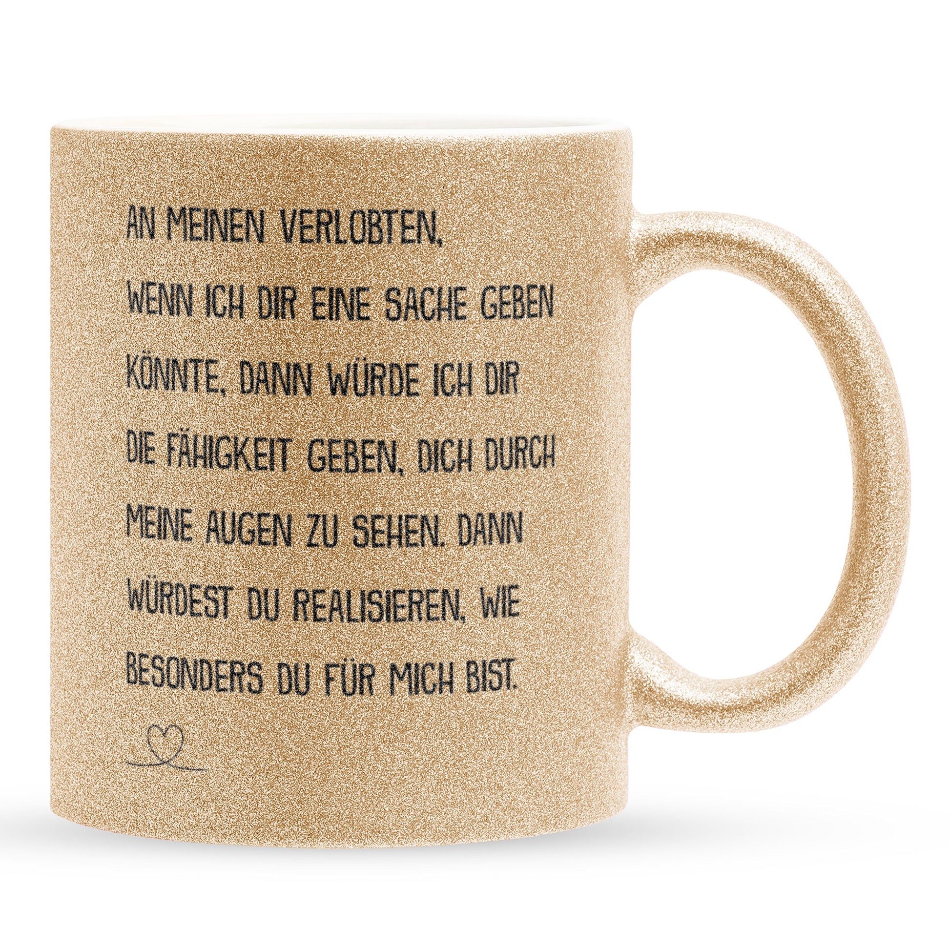 22Feels® Verlobter Geschenk - Glitzertasse mit Spruch (Gold, 320ml)-Glitzertasse Gold 320ml-22Feels