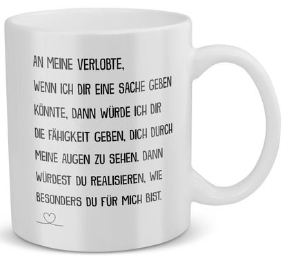 22Feels® Verlobte Geschenk - Tasse mit Spruch: Wenn Ich Dir Eine Sache Geben Könnte (Weiss, 320ml)-Weisse Tasse 320ml-22Feels