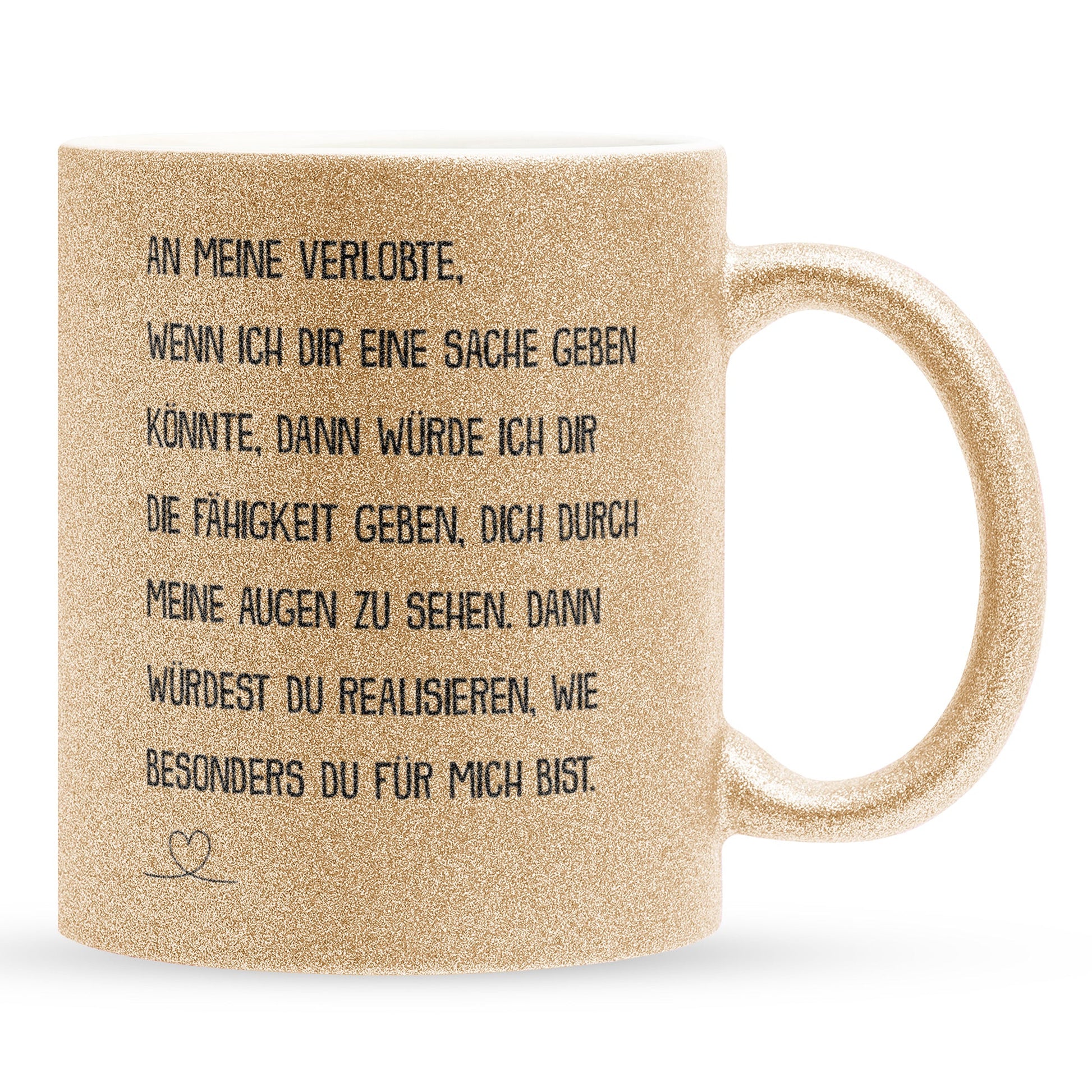 22Feels® Verlobte Geschenk - Glitzertasse mit Spruch (Gold, 320ml)-Glitzertasse Gold 320ml-22Feels