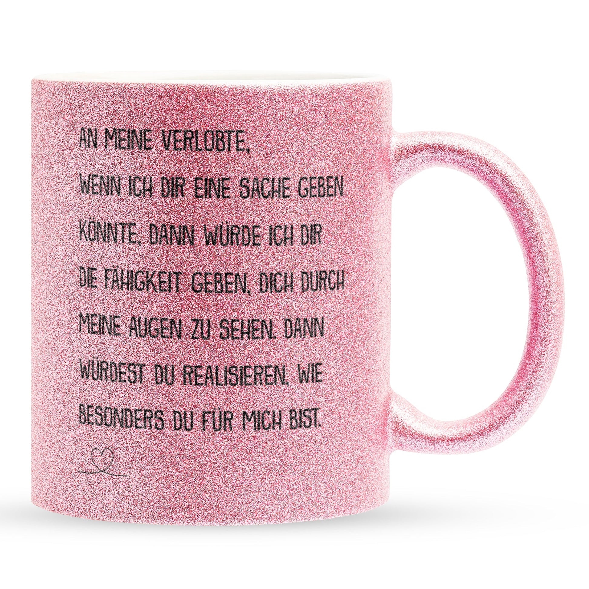 22Feels® Verlobte Geschenk - Glitzertasse mit Spruch (Pink, 320ml)-Glitzertasse Pink 320ml-22Feels