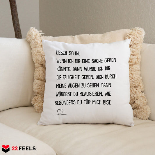 22Feels® Sohn Geschenk - Kissen mit Spruch (Weiss 40x40cm)-Kissen Weiss 40x40-22Feels