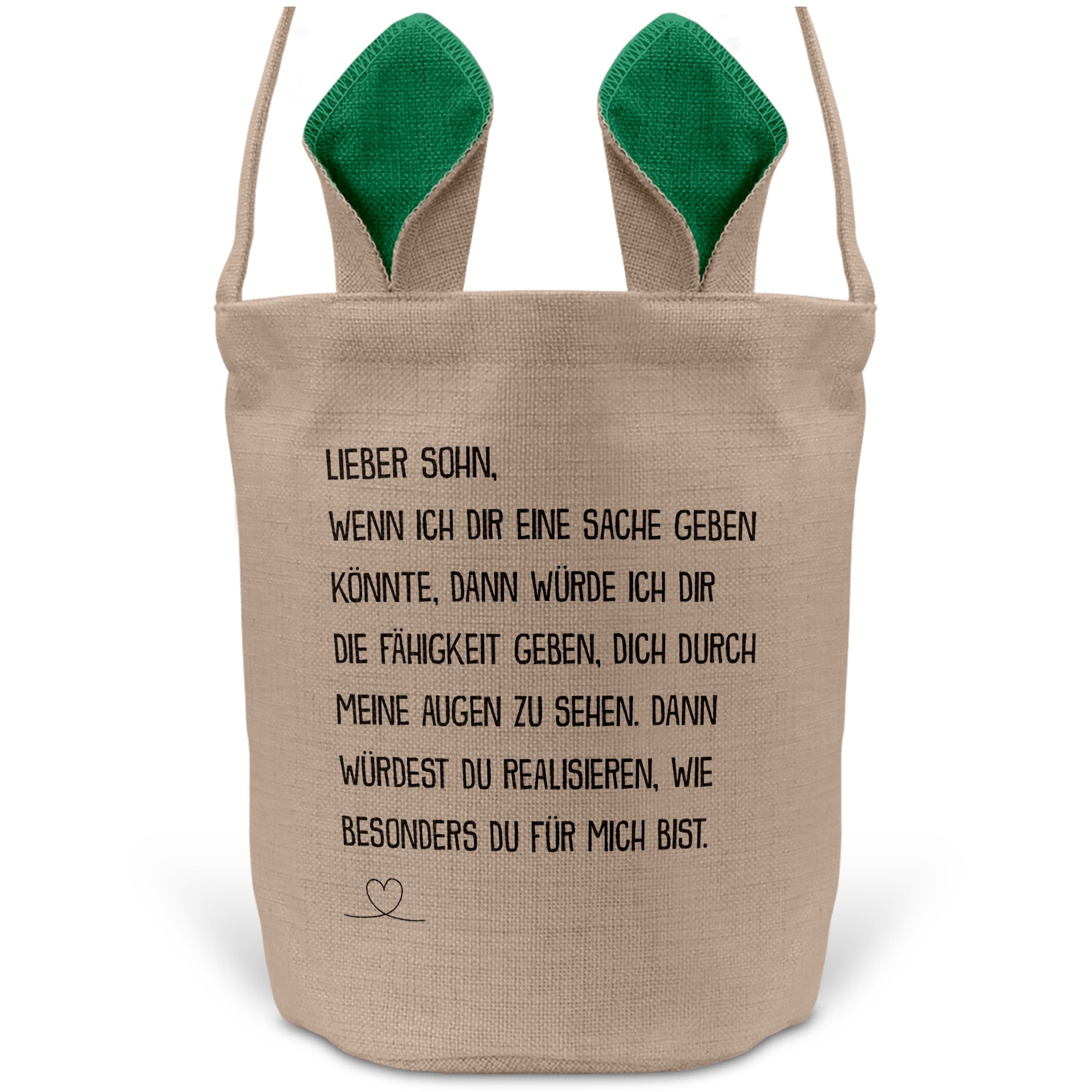 22Feels® Sohn Kinder Osterkorb mit Henkel Ostergeschenk Tragetasche Ostern Deko Osternest Körbchen Hasenohren (Beige/Grün)-Ostern Tragetasche-22Feels