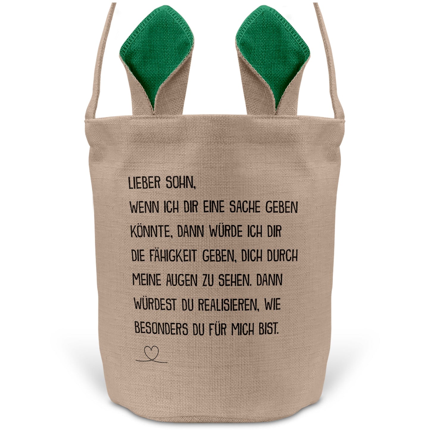 22Feels® Sohn Kinder Osterkorb mit Henkel Ostergeschenk Tragetasche Ostern Deko Osternest Körbchen Hasenohren (Beige/Grün)-Ostern Tragetasche-22Feels
