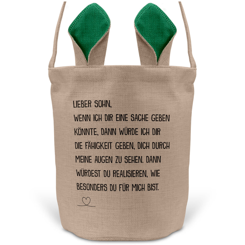 22Feels® Sohn Kinder Osterkorb mit Henkel Ostergeschenk Tragetasche Ostern Deko Osternest Körbchen Hasenohren (Beige/Grün)-Ostern Tragetasche-22Feels