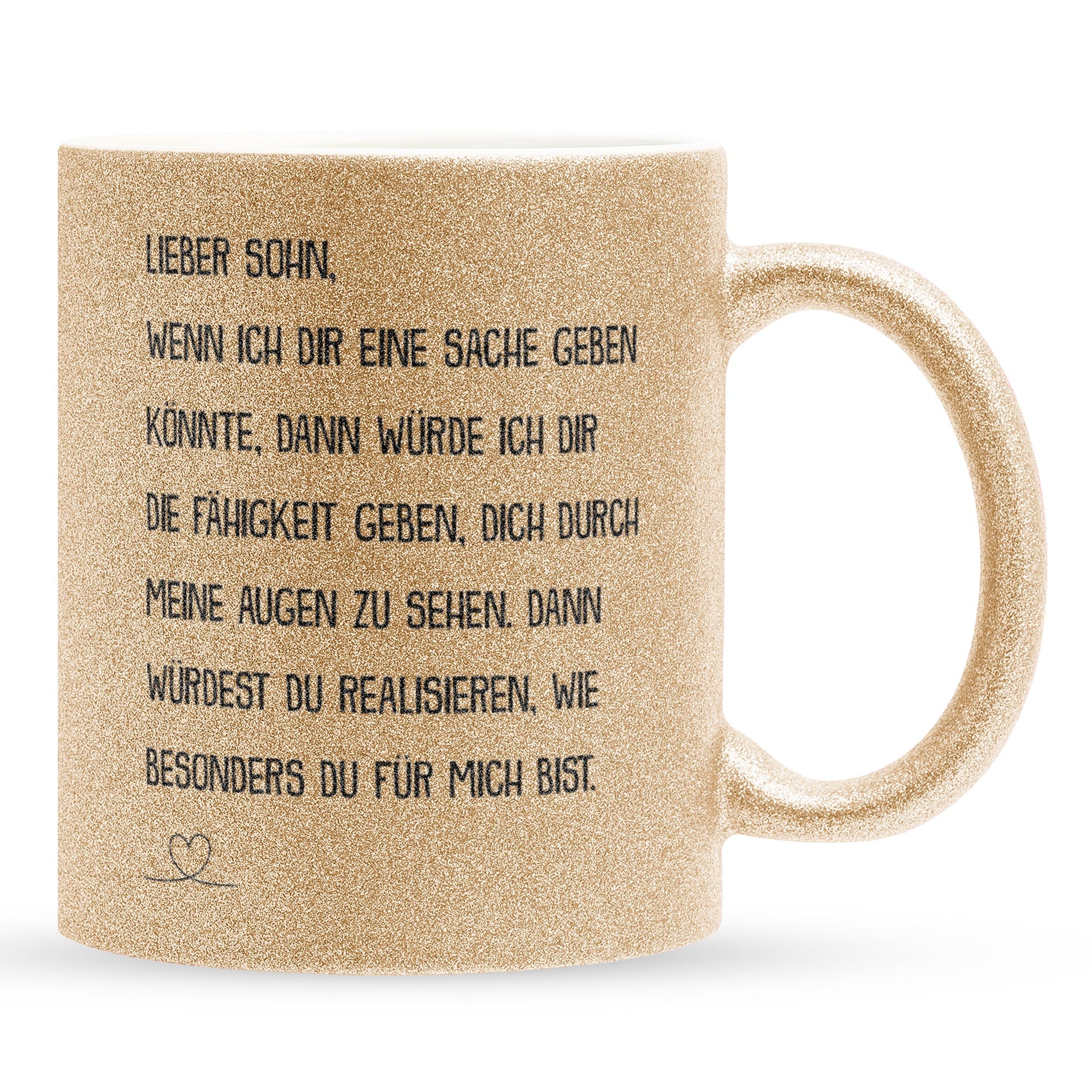22Feels® Sohn Geschenk - Glitzertasse mit Spruch (Gold, 320ml)-Glitzertasse Gold 320ml-22Feels