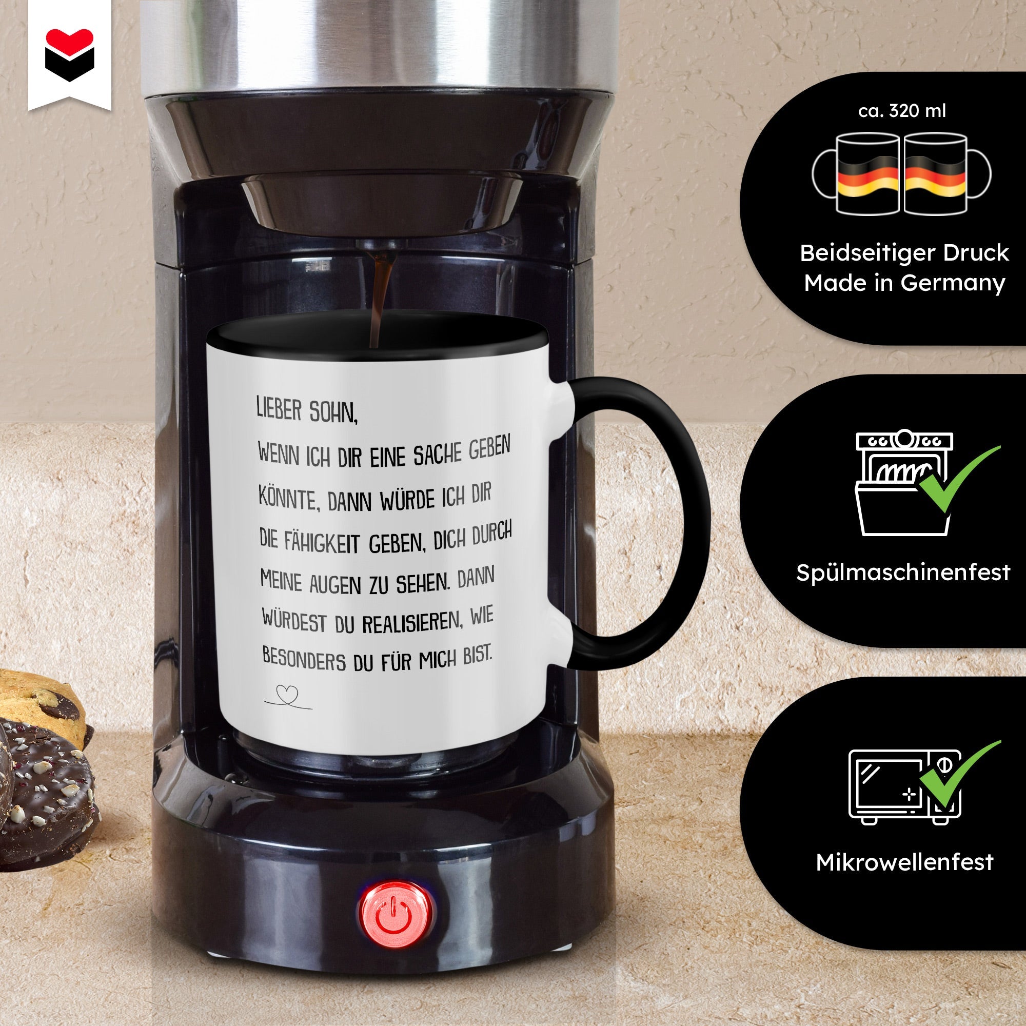 22Feels® Sohn Geschenk - Tasse mit Spruch (Weiss-Schwarz, 320ml)-TwoTone Tasse Weiss-Schwarz 320ml-22Feels