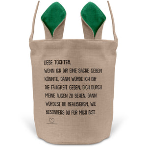 22Feels® Tochter Kinder Osterkorb mit Henkel Ostergeschenk Tragetasche Ostern Deko Osternest Körbchen Hasenohren (Beige/Grün)-Ostern Tragetasche-22Feels
