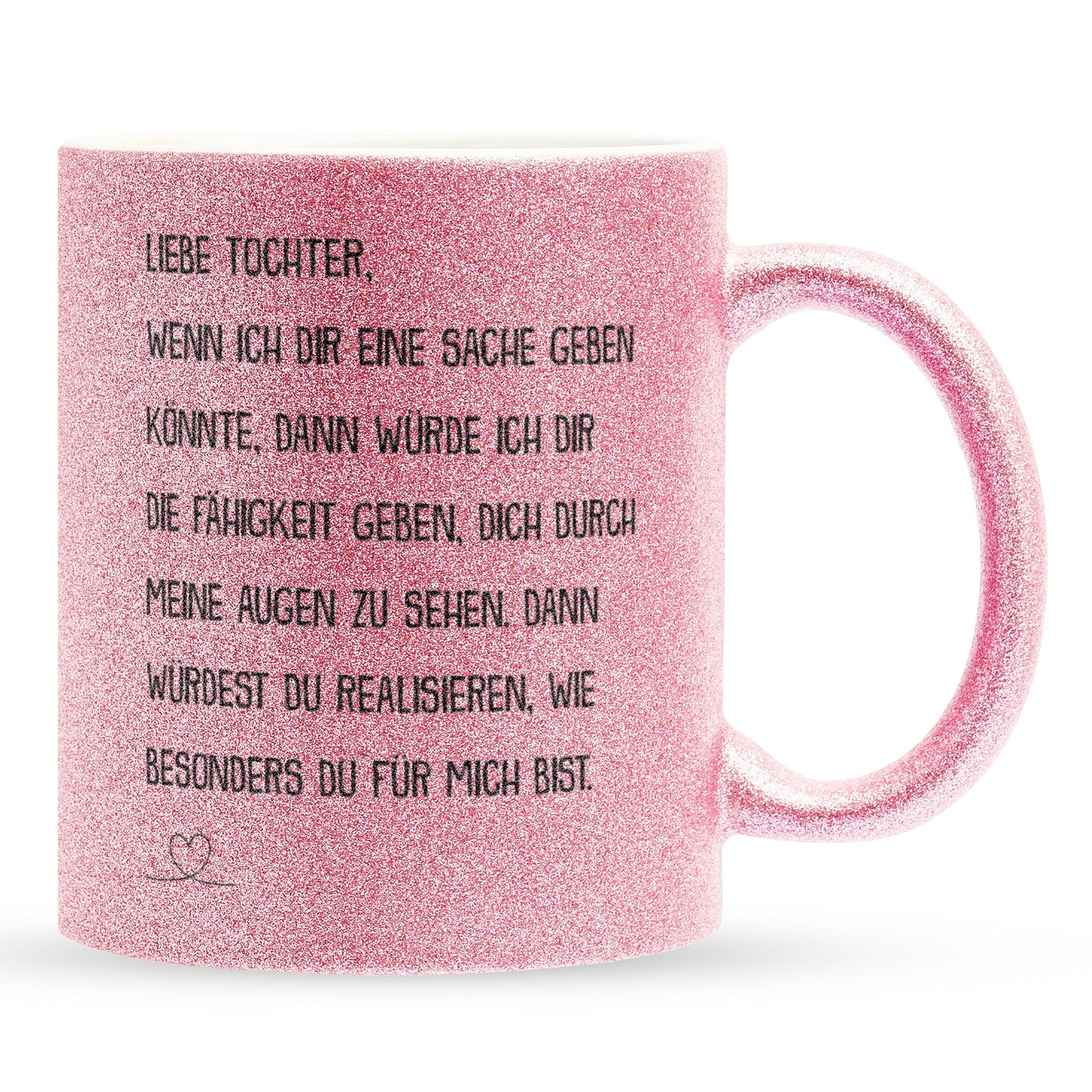 22Feels® Tochter Geschenk - Glitzertasse mit Spruch (Pink, 320ml)-Glitzertasse Pink 320ml-22Feels