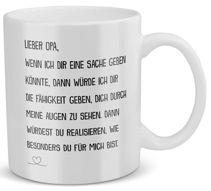 22Feels® Geschenk für Opas - Tasse mit Spruch: Wenn Ich Dir Eine Sache Geben Könnte (Weiss, 320ml)-Weisse Tasse 320ml-22Feels