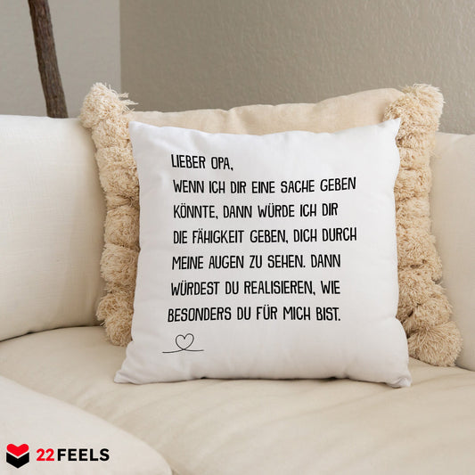 22Feels® Opa Geschenk - Kissen mit Spruch (Weiss 40x40cm)-Kissen Weiss 40x40-22Feels