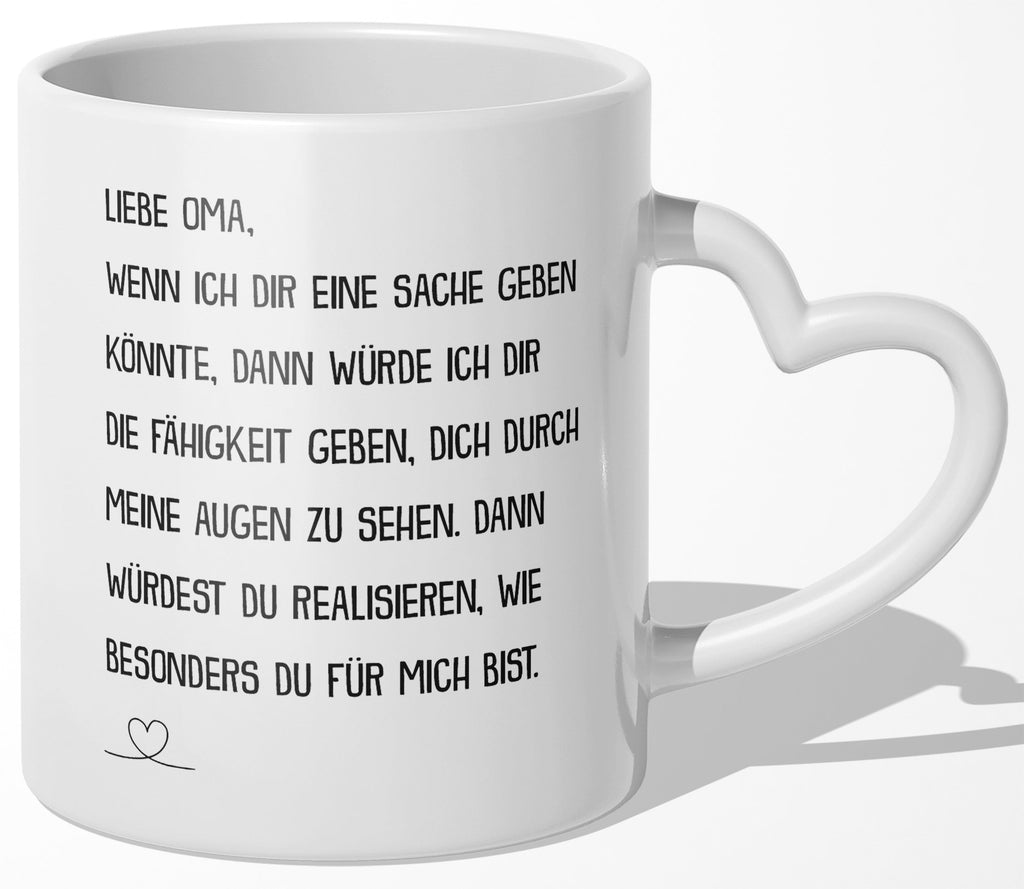 22Feels® Oma Geschenk - Tasse mit Spruch (Herzhenkel, Weiss, 320ml)-Tasse Weiss Herzhenkel 320ml-22Feels