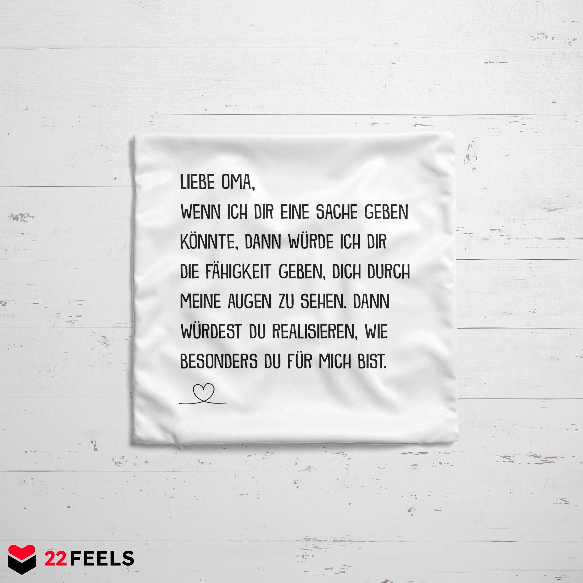 22Feels® Oma Geschenk - Kissen mit Spruch (Weiss 40x40cm)-Kissen Weiss 40x40-22Feels