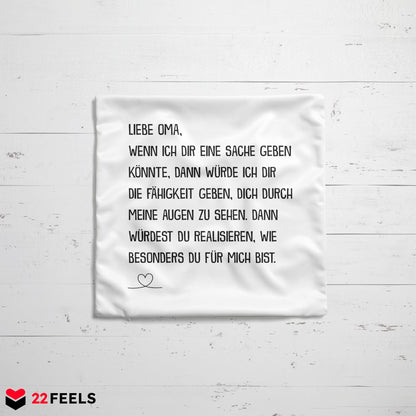 22Feels® Oma Geschenk - Kissen mit Spruch (Weiss 40x40cm)-Kissen Weiss 40x40-22Feels