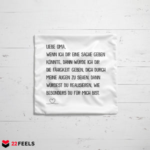 22Feels® Oma Geschenk - Kissen mit Spruch (Weiss 40x40cm)-Kissen Weiss 40x40-22Feels