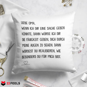 22Feels® Oma Geschenk - Kissen mit Spruch (Weiss 40x40cm)-Kissen Weiss 40x40-22Feels