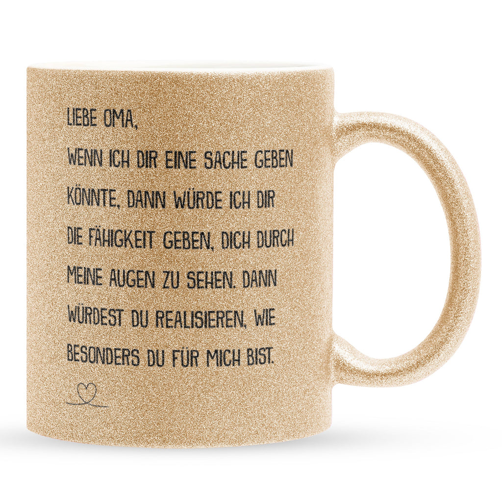 22Feels® Oma Geschenk - Glitzertasse mit Spruch (Gold, 320ml)-Glitzertasse Gold 320ml-22Feels