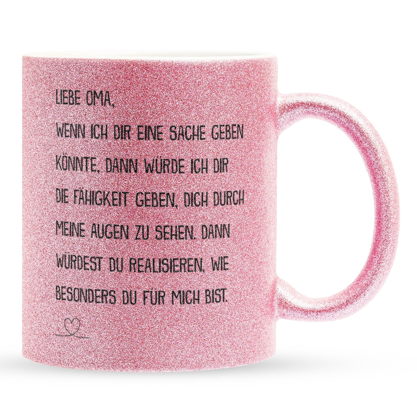 22Feels® Oma Geschenk - Glitzertasse mit Spruch (Pink, 320ml)-Glitzertasse Pink 320ml-22Feels