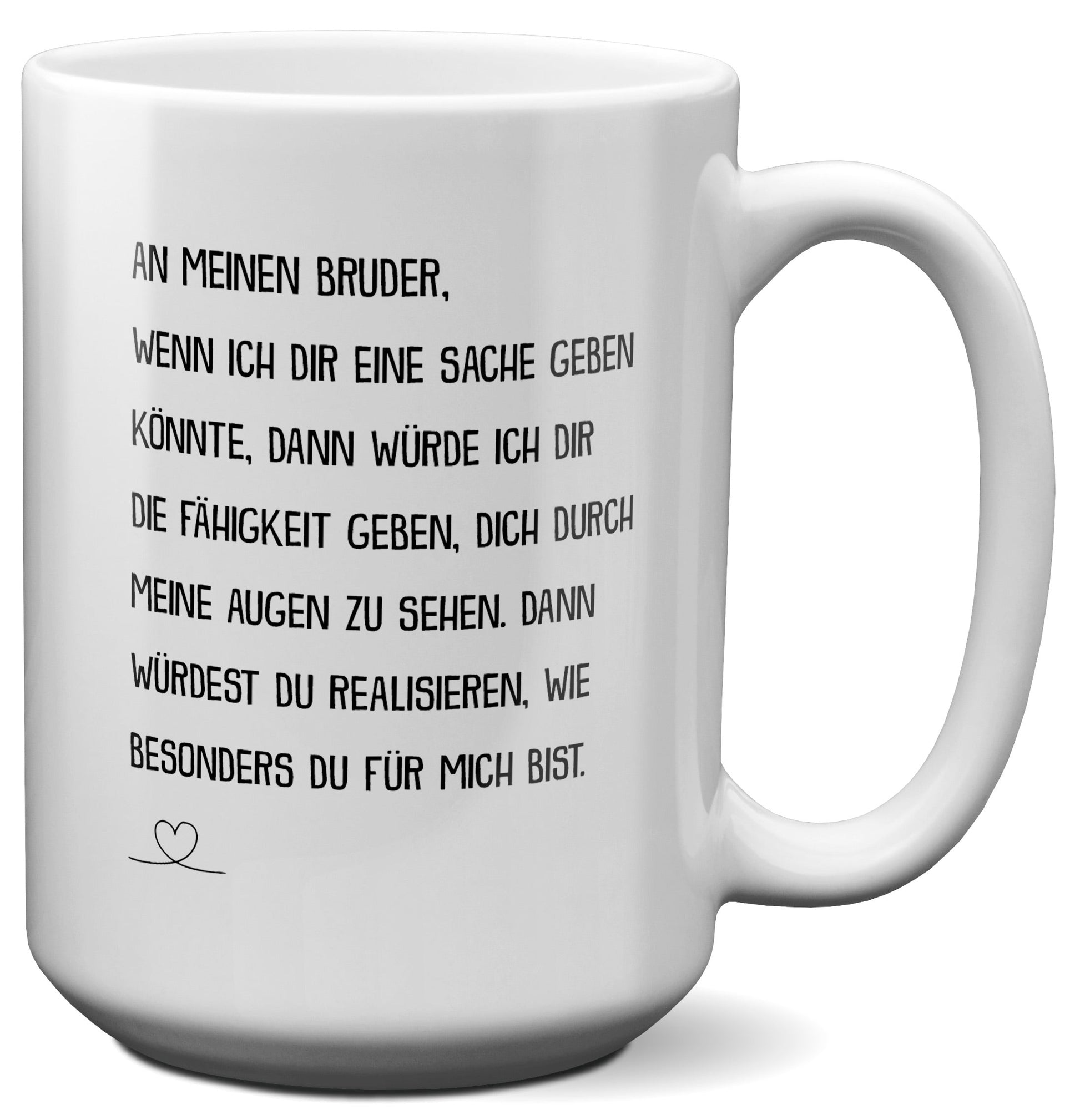 22Feels® Bruder Geschenk - XL Tasse mit Spruch (Weiss, 440ml)-Weisse XL Tasse 440ml-22Feels