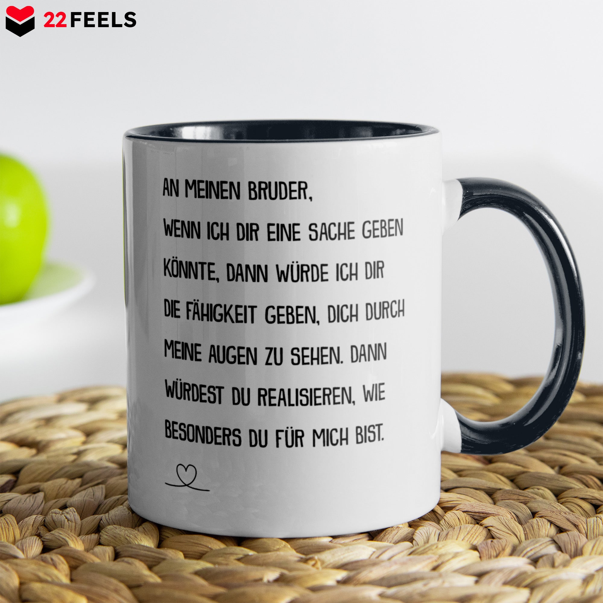 22Feels® Bruder Geschenk - Tasse mit Spruch (Weiss-Schwarz, 320ml)-TwoTone Tasse Weiss-Schwarz 320ml-22Feels