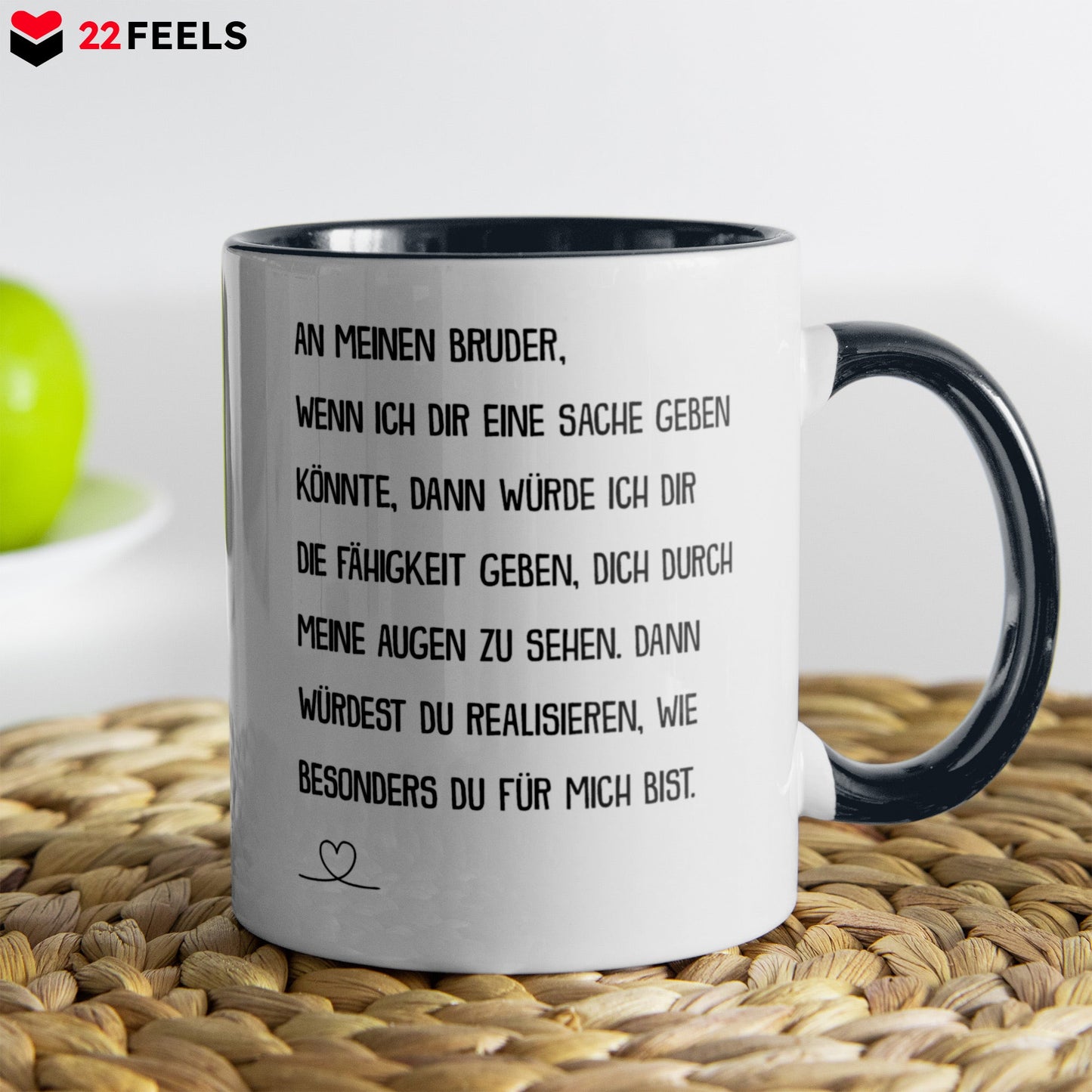 22Feels® Bruder Geschenk - Tasse mit Spruch (Weiss-Schwarz, 320ml)-TwoTone Tasse Weiss-Schwarz 320ml-22Feels