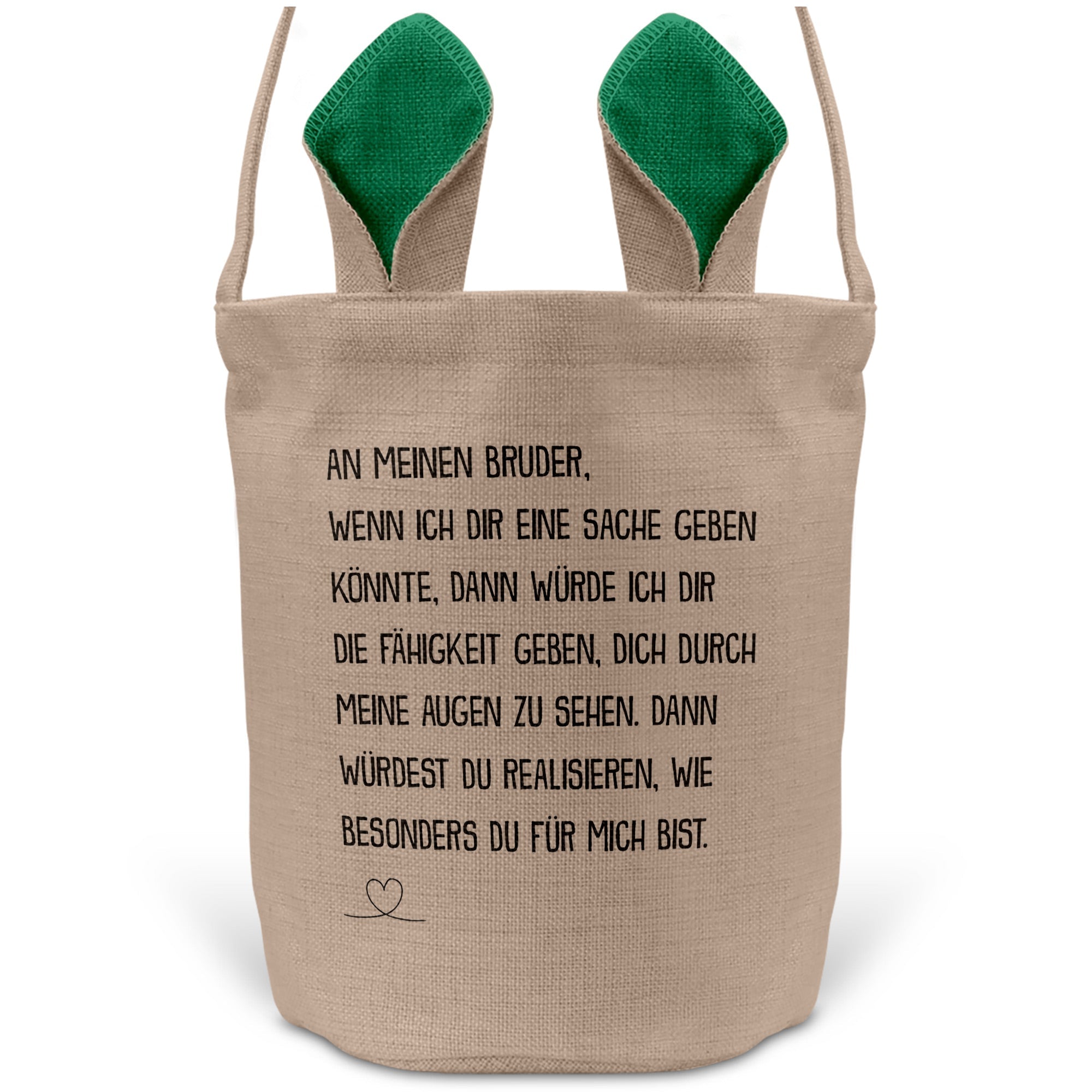 22Feels® Bruder Geschwister Osterkorb mit Henkel Ostergeschenk Tragetasche Ostern Deko Osternest Körbchen Hasenohren (Beige/Grün)-Ostern Tragetasche-22Feels