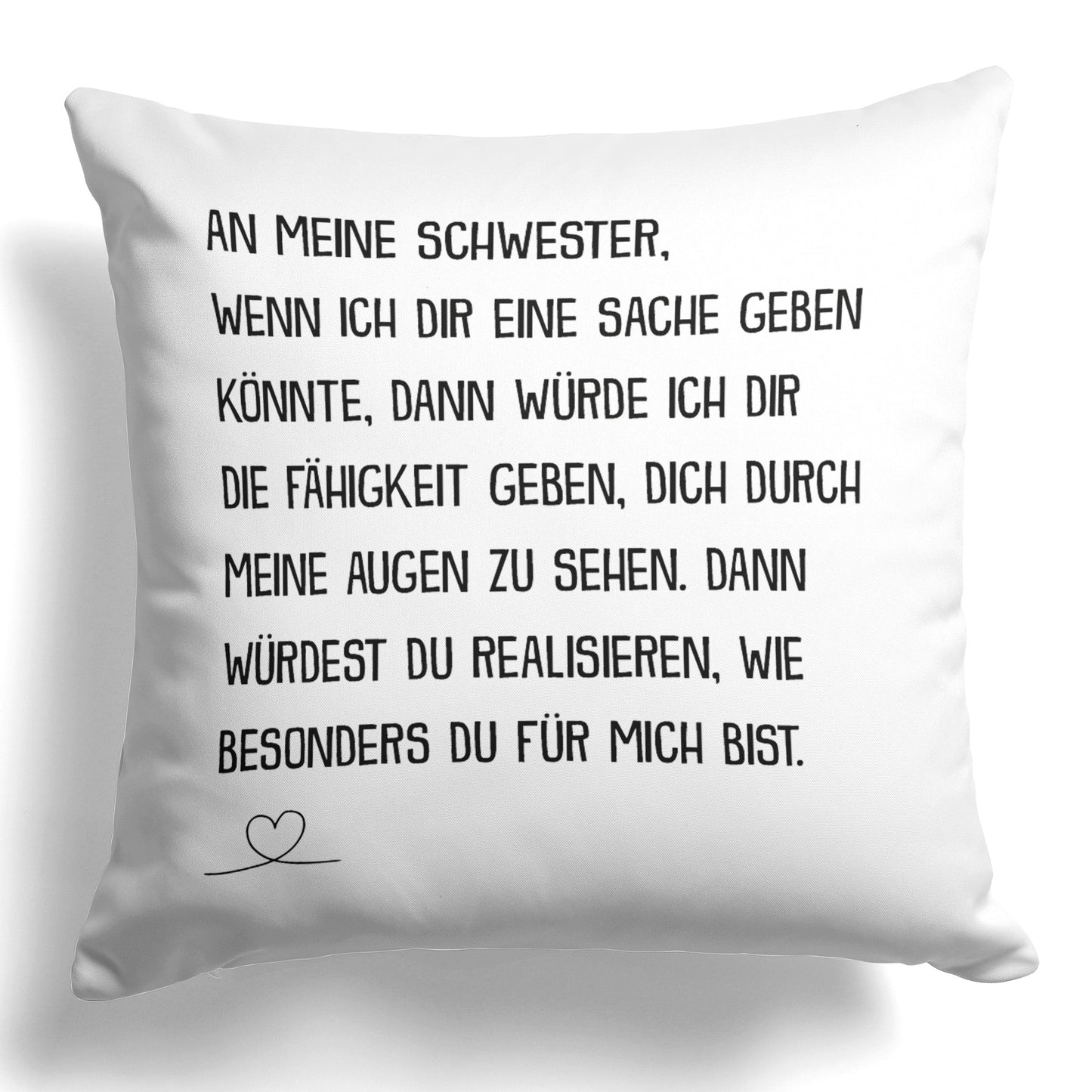 22Feels® Schwester Geschenk - Kissen mit Spruch (Weiss 40x40cm)-Kissen Weiss 40x40-22Feels
