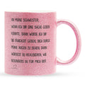 22Feels® Schwester Geschenk - Glitzertasse mit Spruch (Pink, 320ml)-Glitzertasse Pink 320ml-22Feels