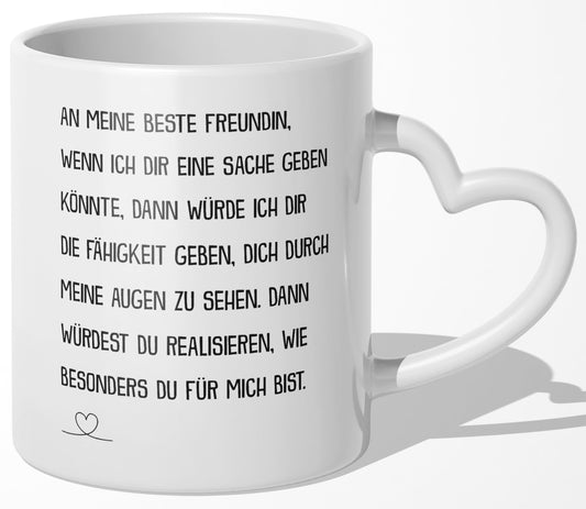 22Feels® Geschenk für Beste Freundin - Tasse mit Spruch (Herzhenkel, Weiss, 320ml)-Tasse Weiss Herzhenkel 320ml-22Feels