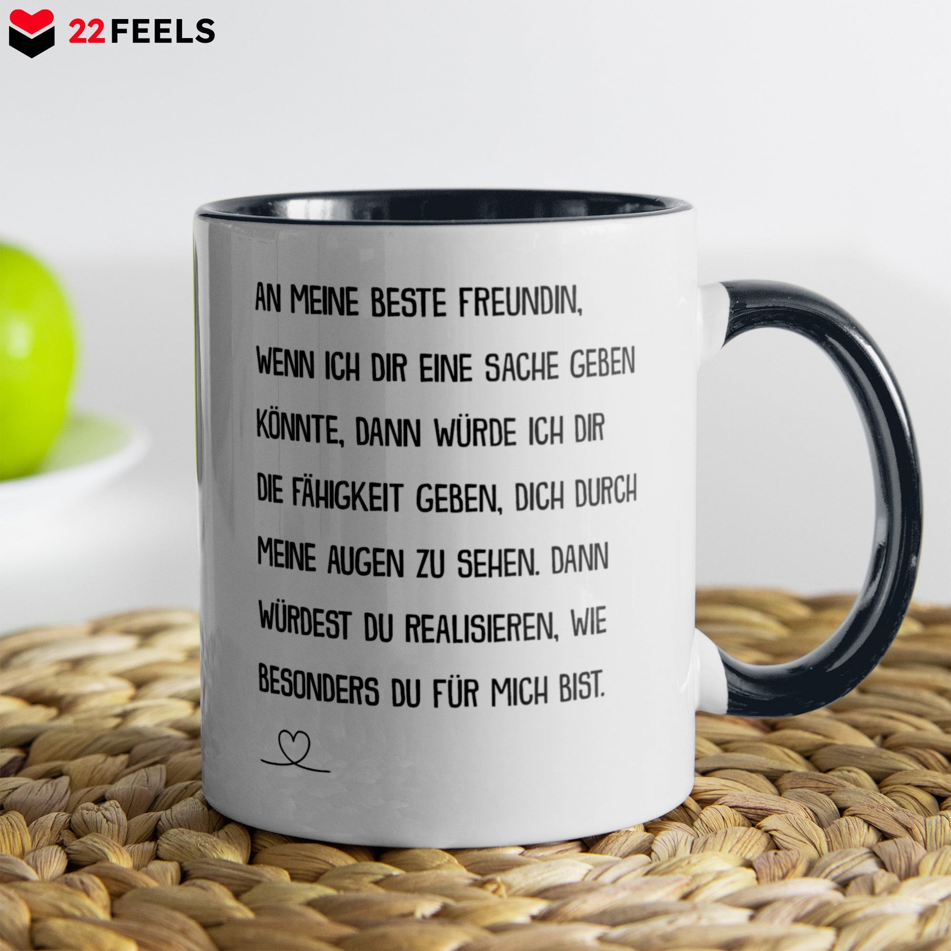 22Feels® Beste Freundin Geschenk - Tasse mit Spruch: Wenn ich dir eine Sache geben könnte (Weiss-Schwarz, 320ml)-TwoTone Tasse Weiss-Schwarz 320ml-22Feels
