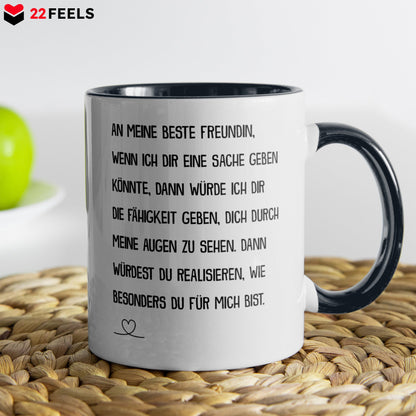 22Feels® Beste Freundin Geschenk - Tasse mit Spruch: Wenn ich dir eine Sache geben könnte (Weiss-Schwarz, 320ml)-TwoTone Tasse Weiss-Schwarz 320ml-22Feels