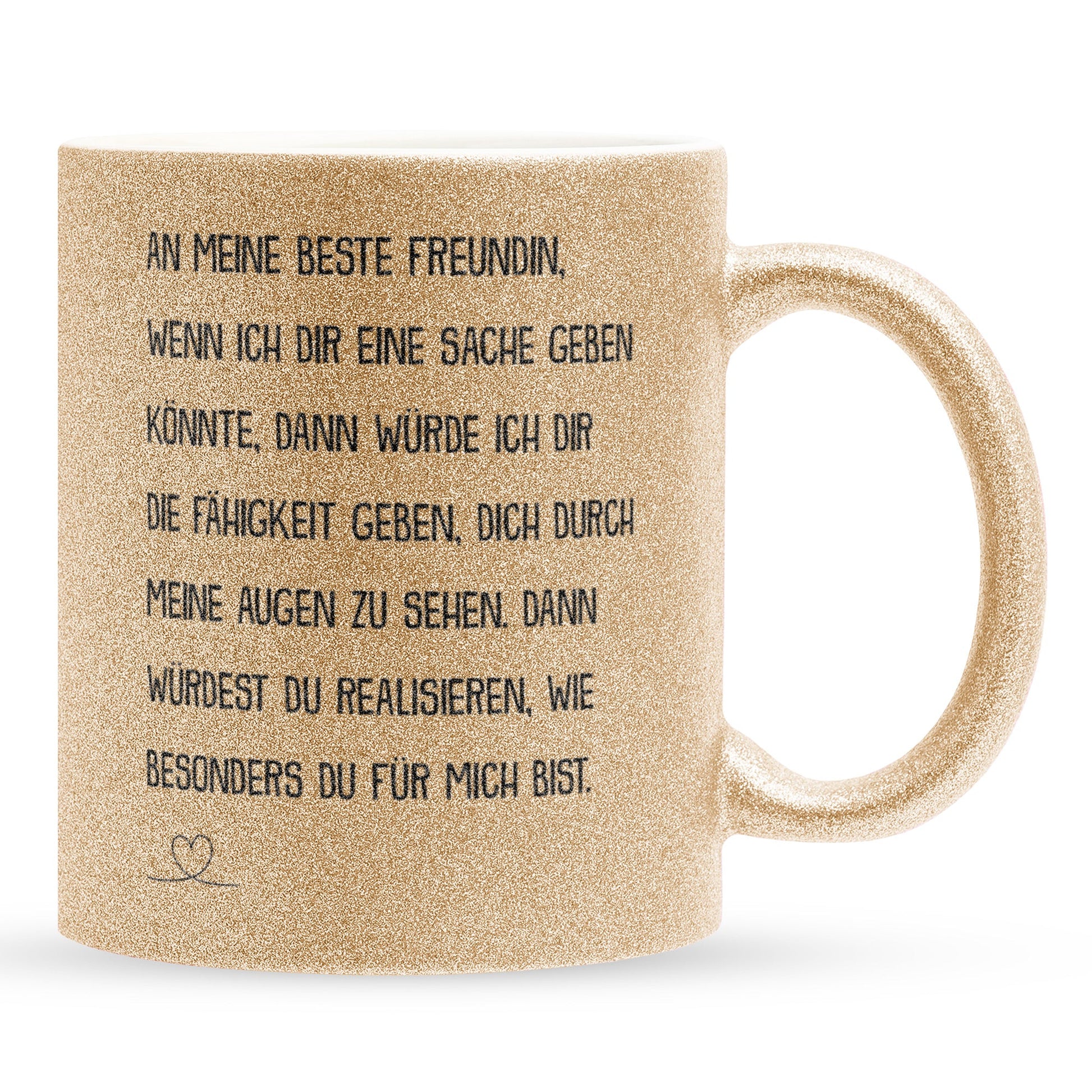 22Feels® Beste Freundin Geschenk - Glitzertasse mit Spruch: Wenn ich dir eine Sache geben könnte (Gold, 320ml)-Glitzertasse Gold 320ml-22Feels