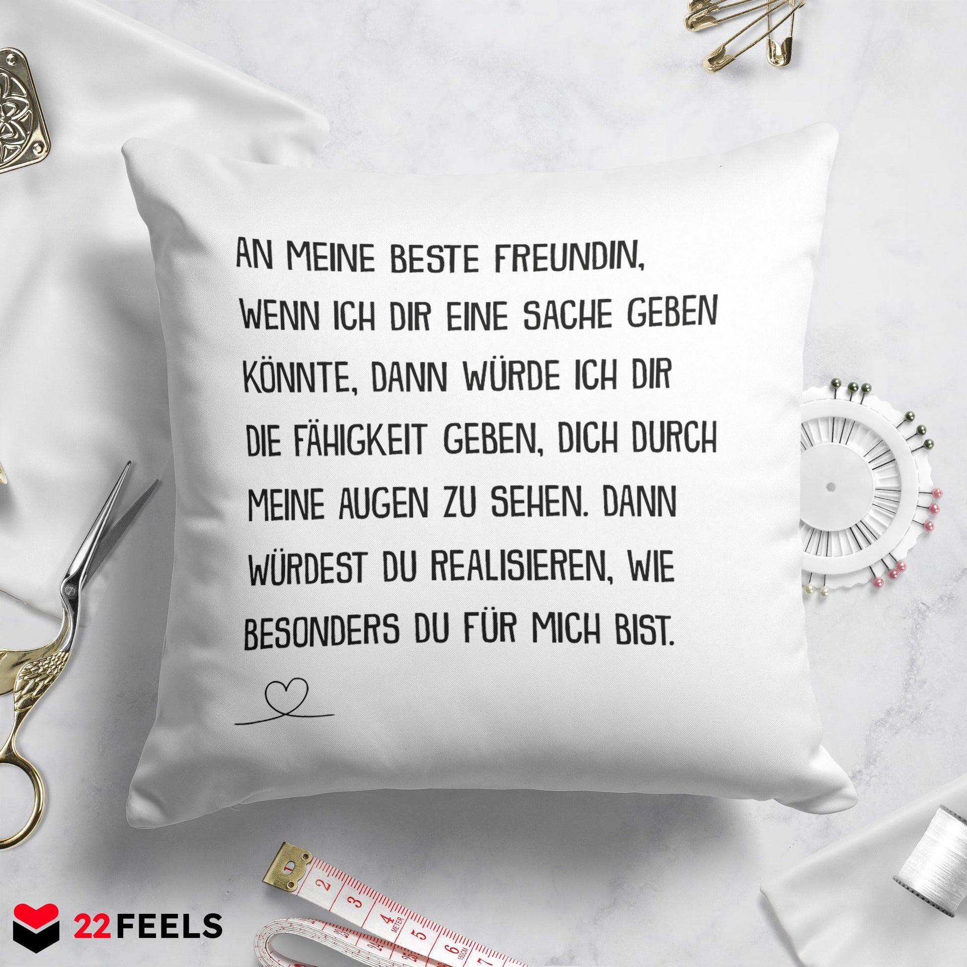 22Feels® Beste Freundin Geschenk - Kissen mit Spruch: Wenn ich dir eine Sache geben könnte (Weiss 40x40cm)-Kissen Weiss 40x40-22Feels