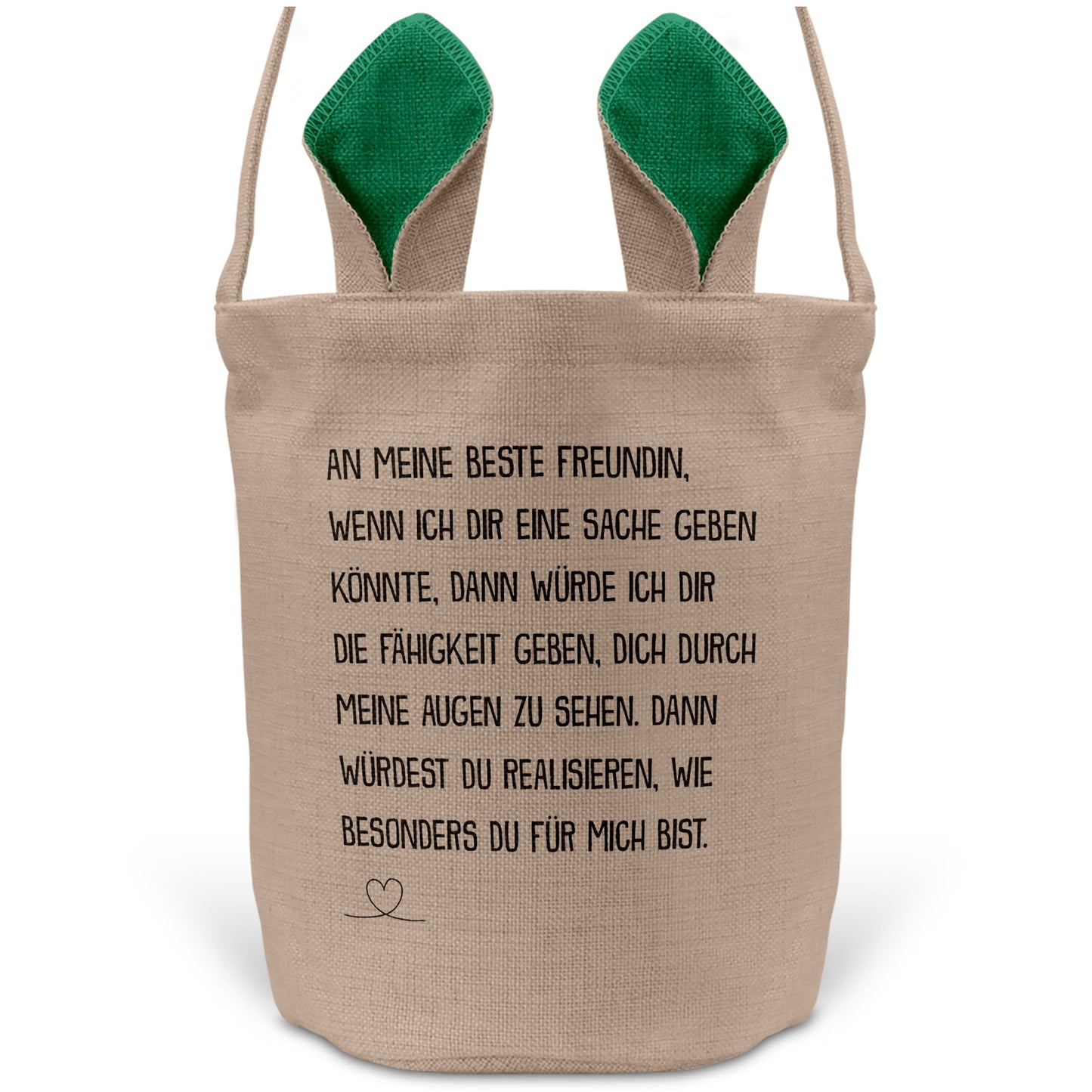 22Feels® Beste Freundin BFF Osterkorb mit Henkel Ostergeschenk Tragetasche Ostern Deko Osternest Körbchen Hasenohren (Beige/Grün)-Ostern Tragetasche-22Feels