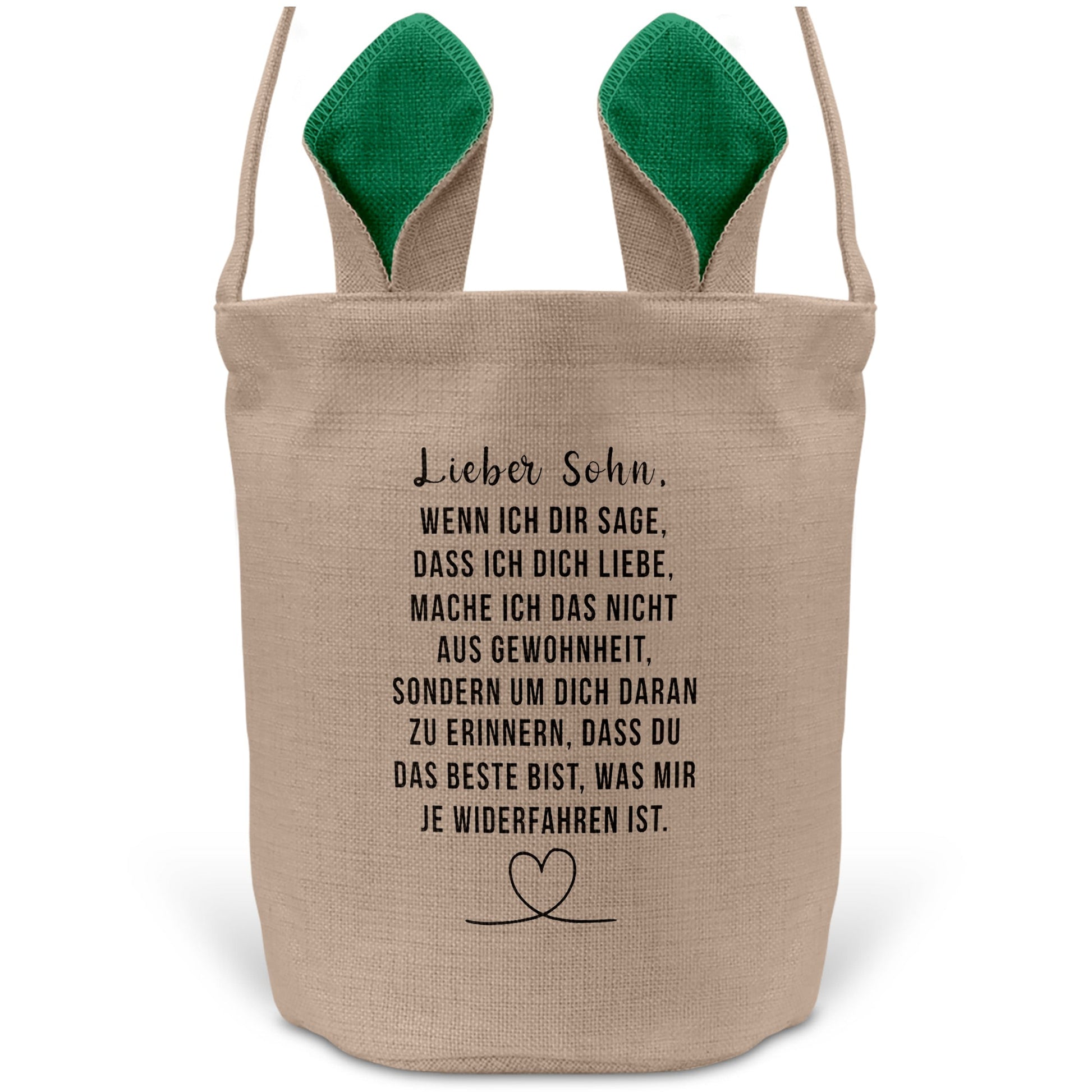 22Feels® Sohn Kinder Osterkorb mit Henkel Ostergeschenk Tragetasche Ostern Deko Osternest Körbchen Hasenohren (Beige/Grün)-Ostern Tragetasche-22Feels