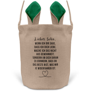 22Feels® Sohn Kinder Osterkorb mit Henkel Ostergeschenk Tragetasche Ostern Deko Osternest Körbchen Hasenohren (Beige/Grün)-Ostern Tragetasche-22Feels