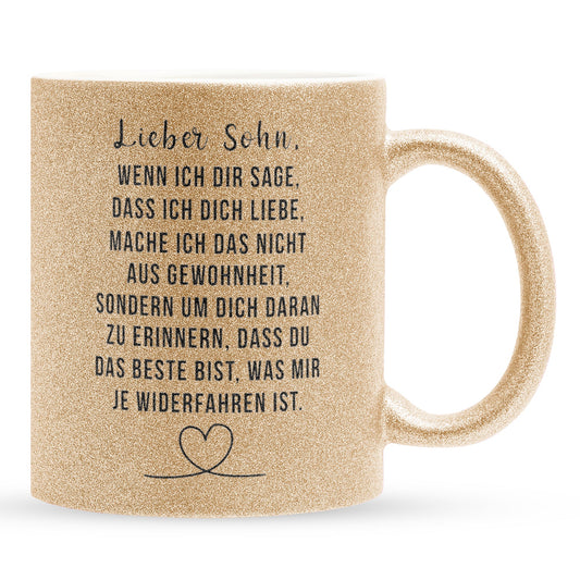 22Feels® Sohn Geschenk - Glitzertasse mit Spruch (Gold, 320ml)-Glitzertasse Gold 320ml-22Feels