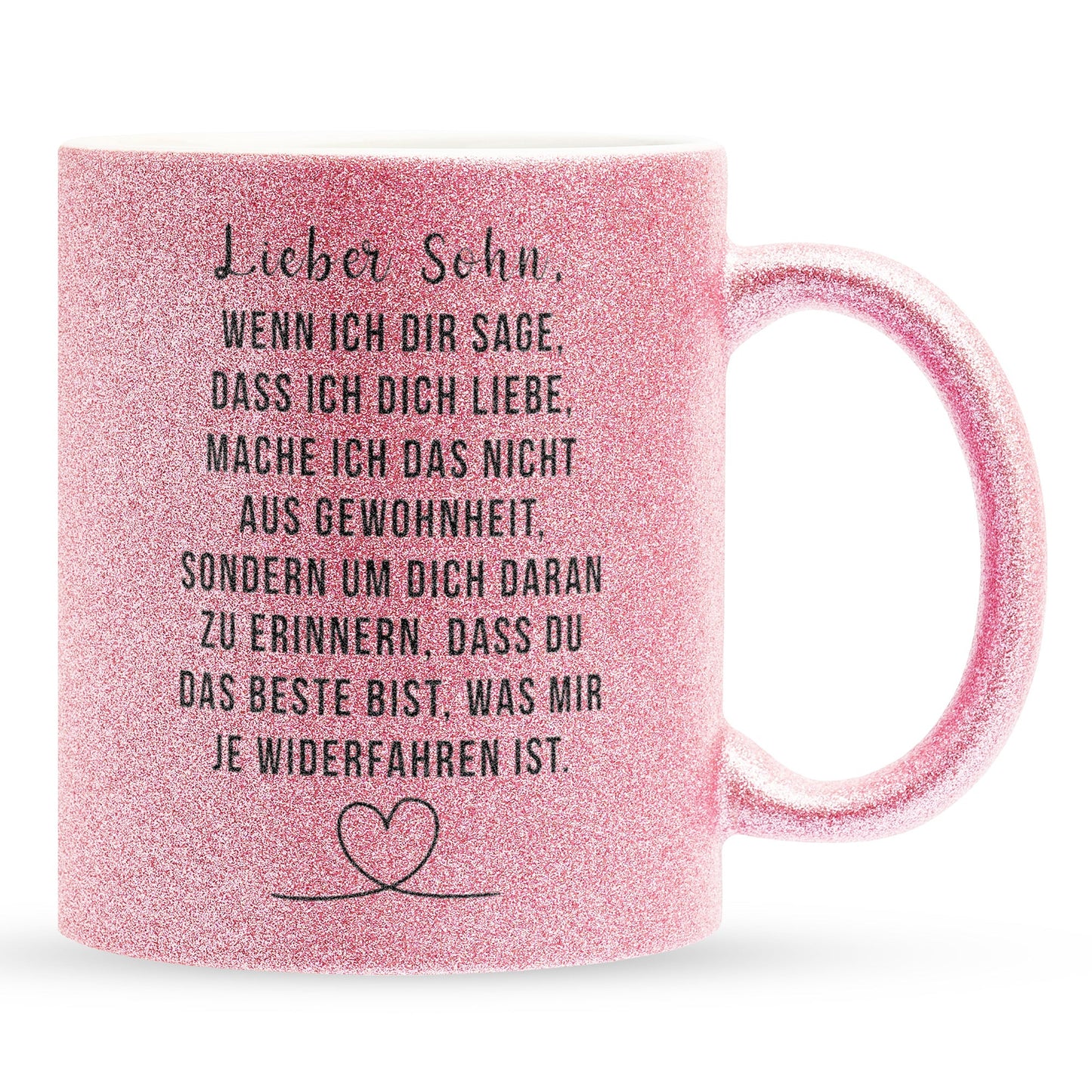 22Feels® Sohn Geschenk - Glitzertasse mit Spruch (Pink, 320ml)-Glitzertasse Pink 320ml-22Feels