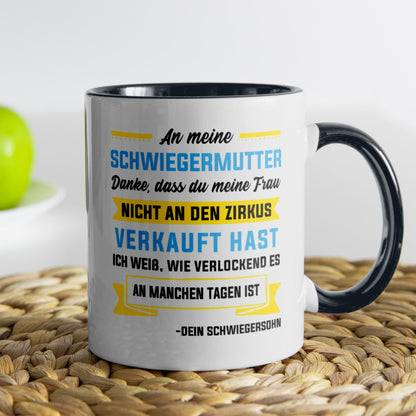 22Feels® Schwiegermutter Geschenk von Schwiegersohn bzw. Bräutigam - Tasse mit Spruch (Weiss-Schwarz, 320ml)-TwoTone Tasse Weiss-Schwarz 320ml-22Feels