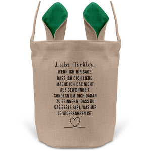22Feels® Tochter Kinder Osterkorb mit Henkel Ostergeschenk Tragetasche Ostern Deko Osternest Körbchen Hasenohren (Beige/Grün)-Ostern Tragetasche-22Feels
