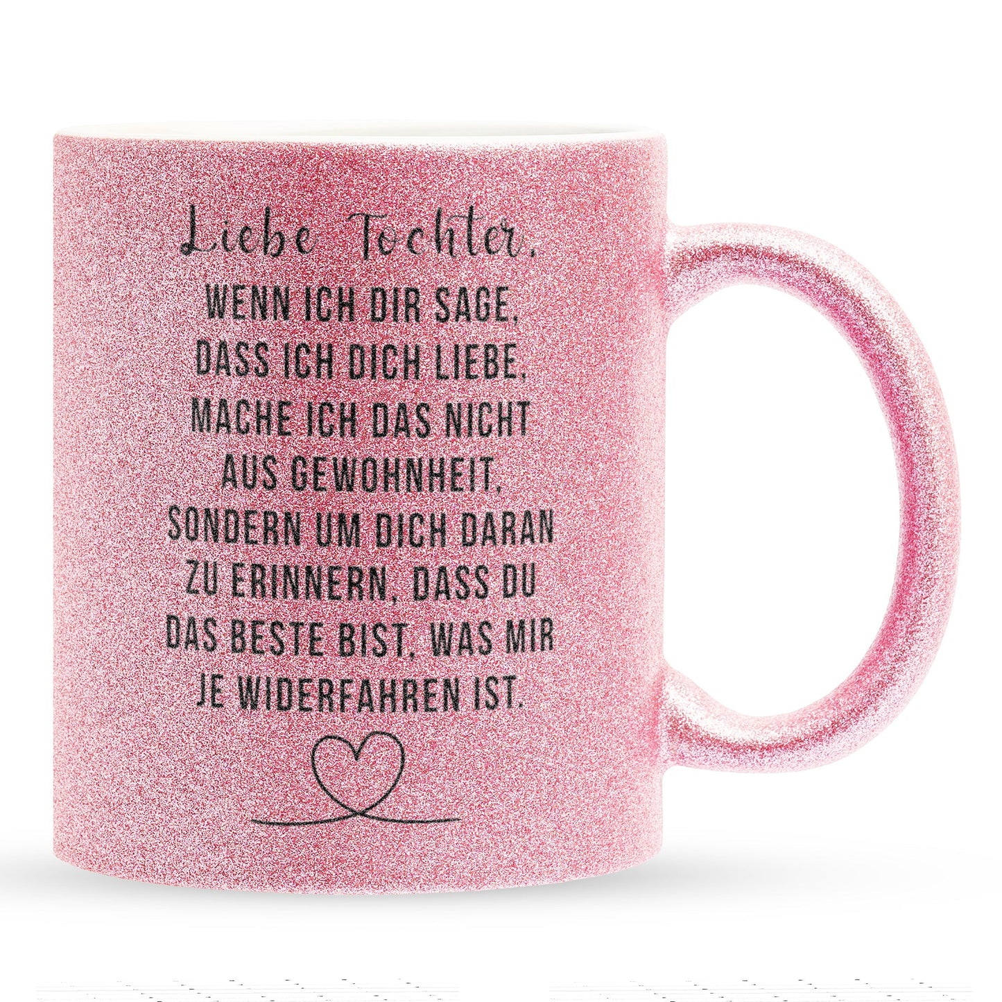 22Feels® Tochter Geschenk - Glitzertasse mit Spruch (Pink, 320ml)-Glitzertasse Pink 320ml-22Feels