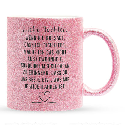22Feels® Tochter Geschenk - Glitzertasse mit Spruch (Pink, 320ml)-Glitzertasse Pink 320ml-22Feels
